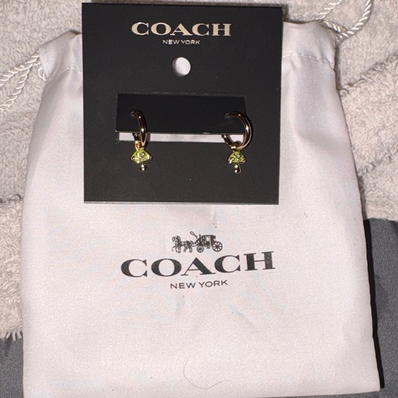 Coach Accessories - Coach Gold Hoop Earrings with Yellow Accents